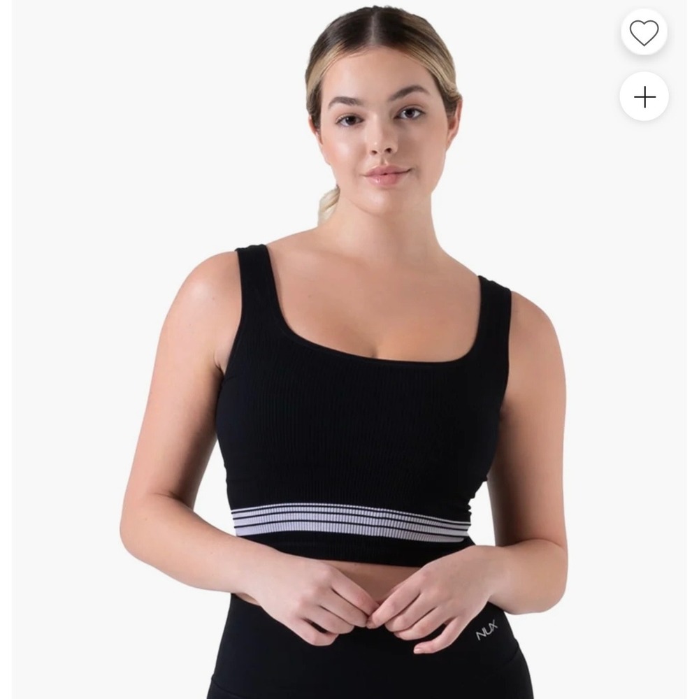 Spiritual Gangster Ribbed Seamless Square Neck Crop Tank/Bra Black M/L